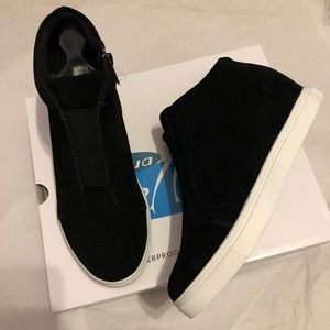NEW Aqua College Glady Black Suede Waterproof Wedge Sneakers